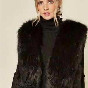 Miss London Faux Fur Black Vest 
Size Large